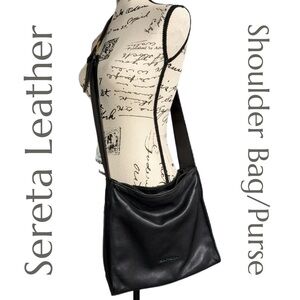 Sereta - Vintage Genuine Leather Shoulder Bag - Gold Buckle Adjustable Strap